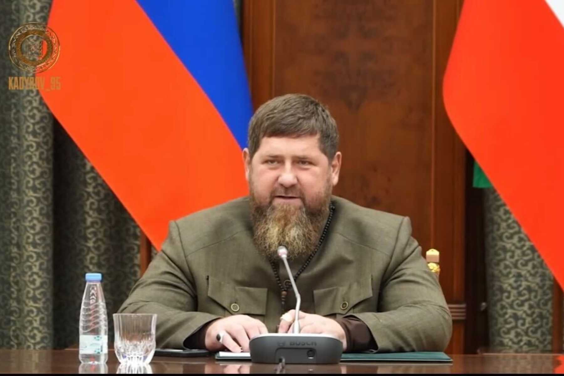 Head of Chechnya Ramzan Kadyrov speaking at a meeting of Interior Ministry and National Guard officials on 30 December. Screengrab from video: Ramzan Kadyrov/Telegram