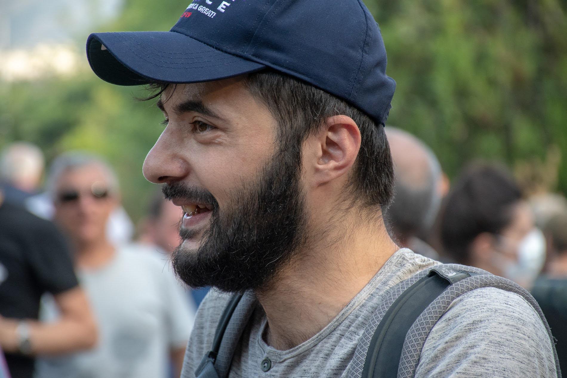 Beka Vardosanidze at a homophobic protest on 1 July 2021. Shota Kincha/OC Media.