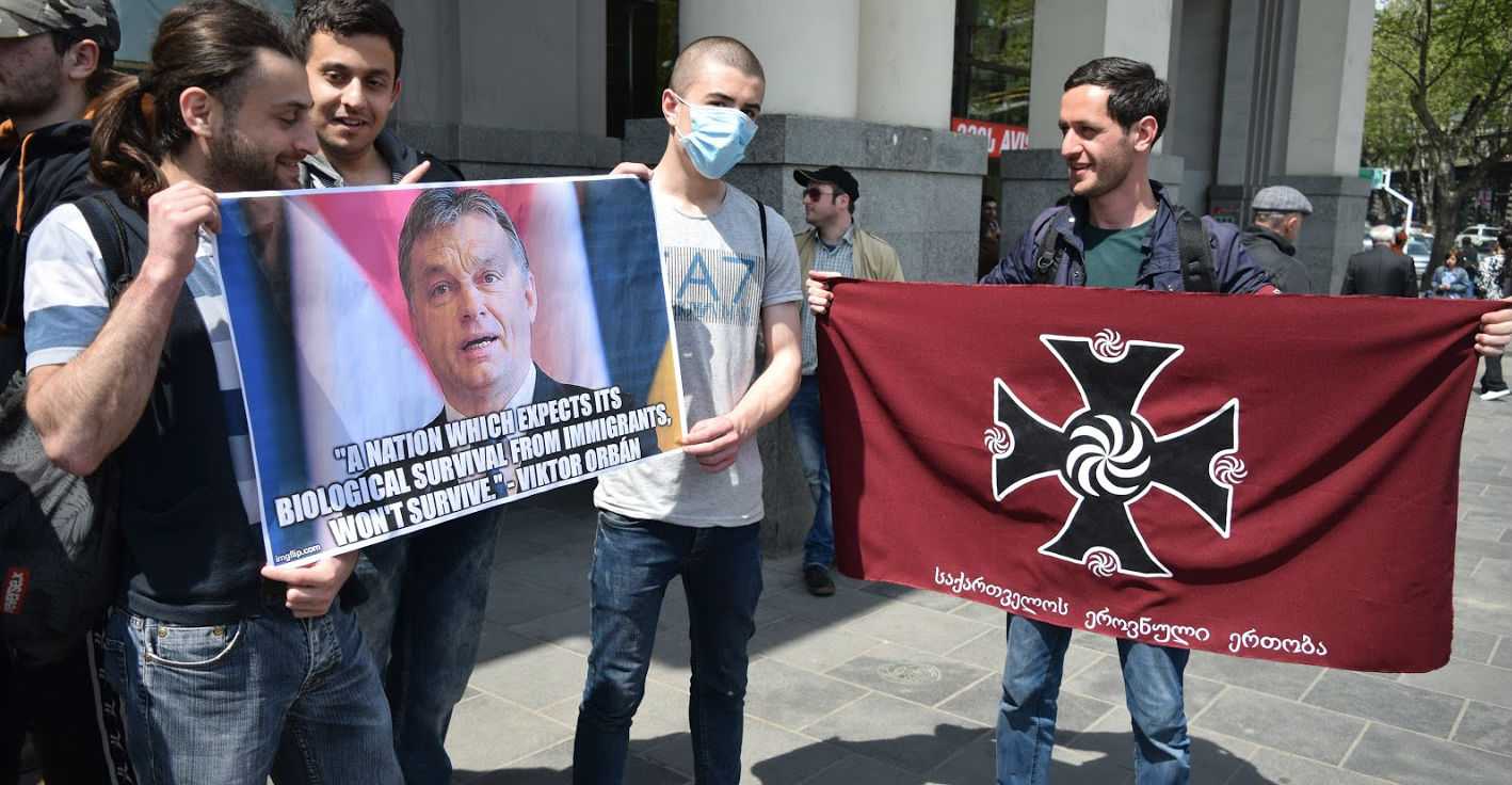 Anti-Orbán demonstrators face off with far-right in Tbilisi