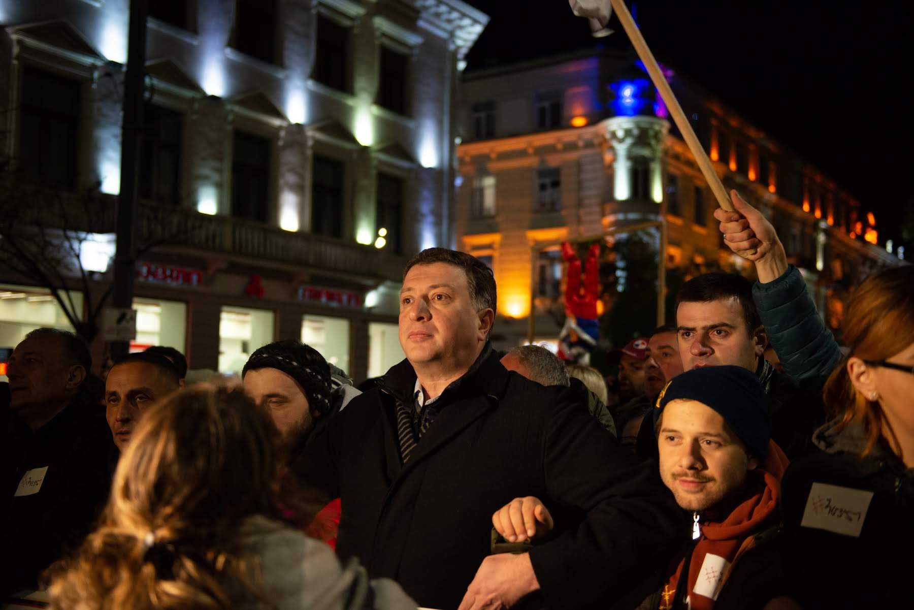 Gigi Ugulava at an anti-government protest on 25 November 2019. Photo: Tamuna Chkareuli/OC Media.