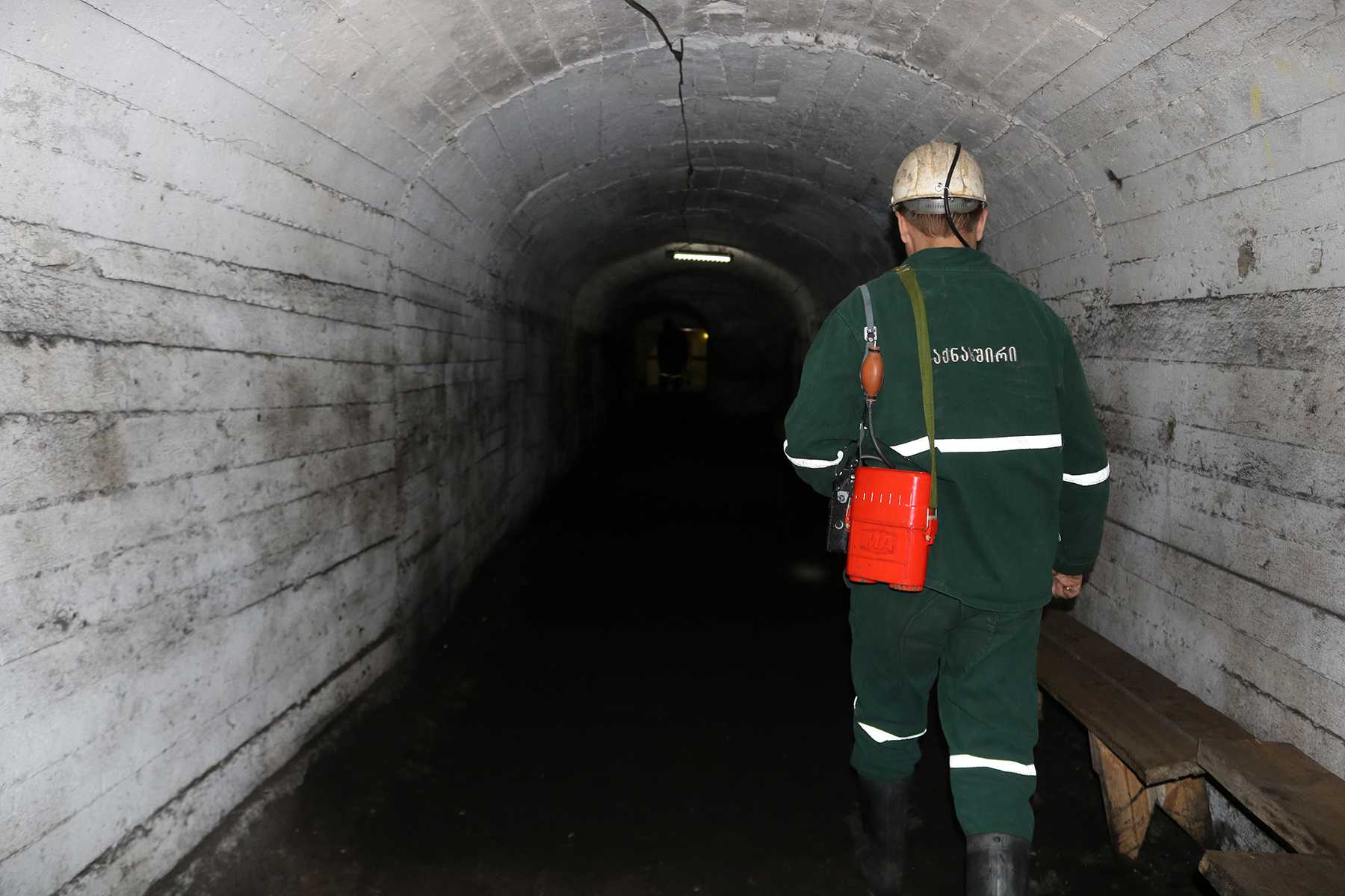 Mine workers inside the Mindeli coal mine in Tkibuli, Georgia. Photo: Lana Kokaia/OC Media.