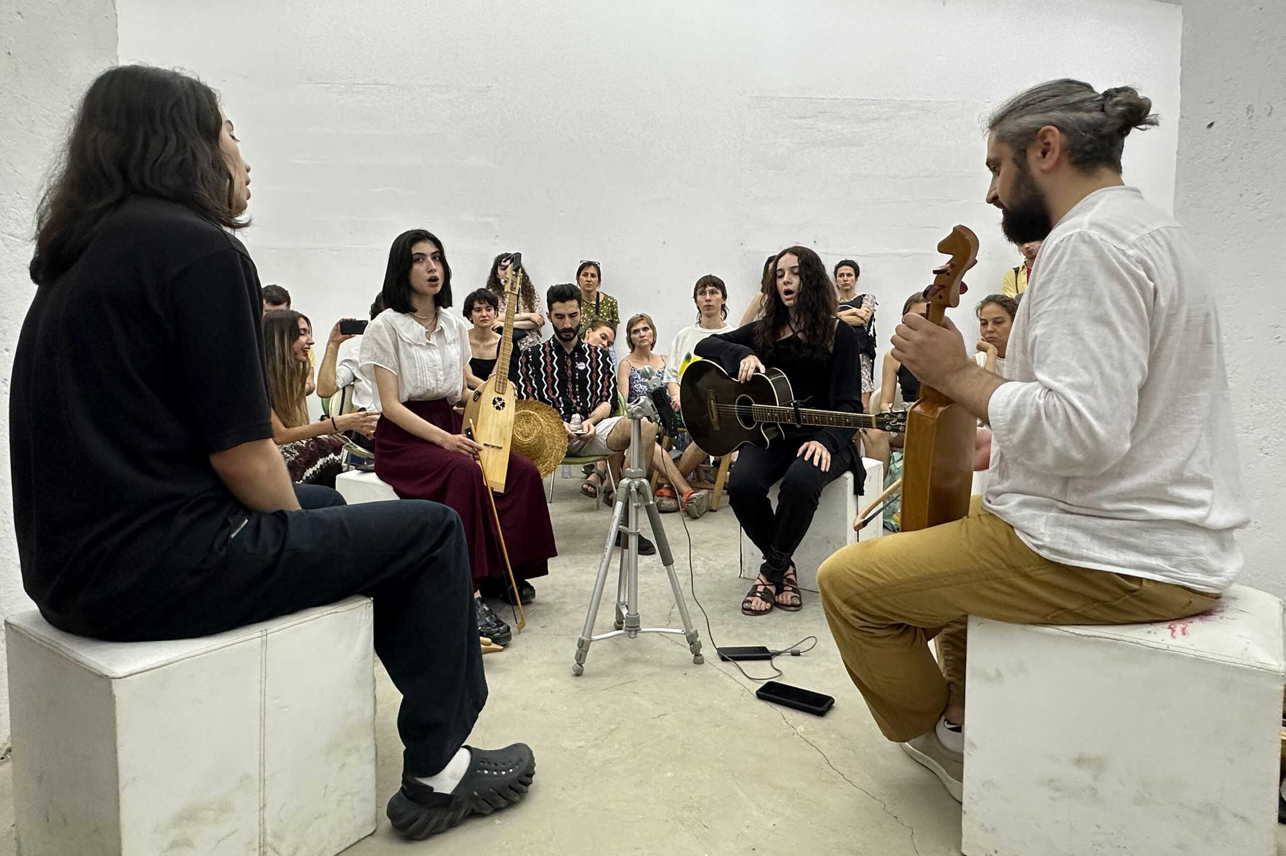 Jrpjej, a post-traditional Circassian band, performing in Tbilisi on 22 July 2023. Image courtesy of Astemir Boziev.