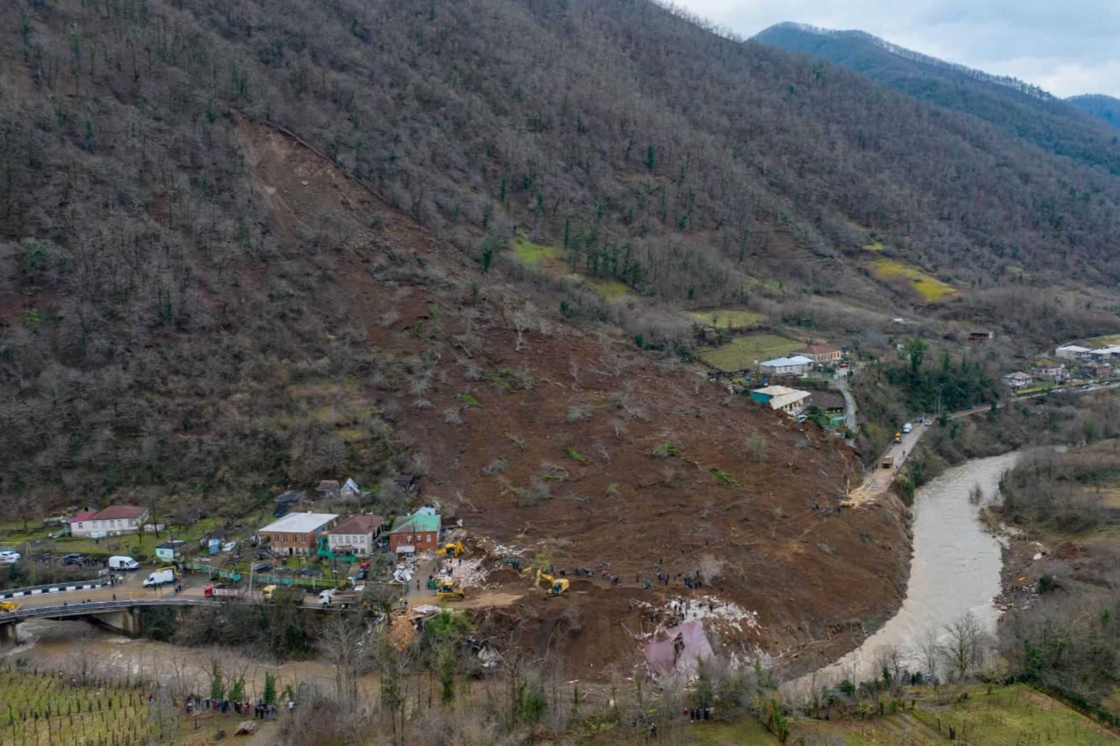 A landslide in Nergeeti, Imereti. Photo via Facebook.