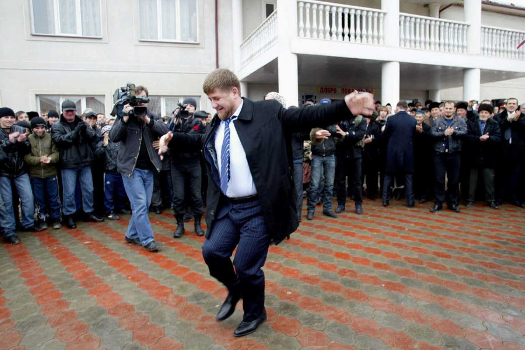 Ramzan Kadyrov dancing a lezginka after voting in Russian parliamentary elections in 2007. Photo: RIA Novosti