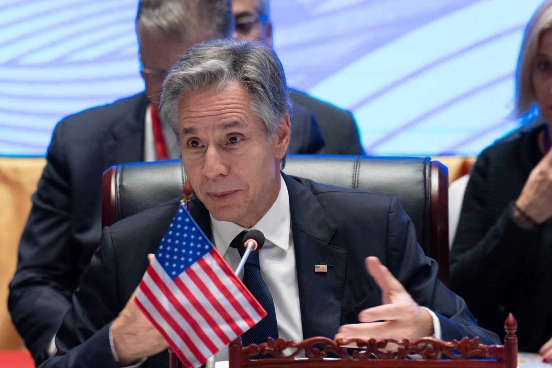 US Secretary of State Antony Blinken speaking at a meeting in Laos on 28 July. Photo: Antony Blinken/Twitter.