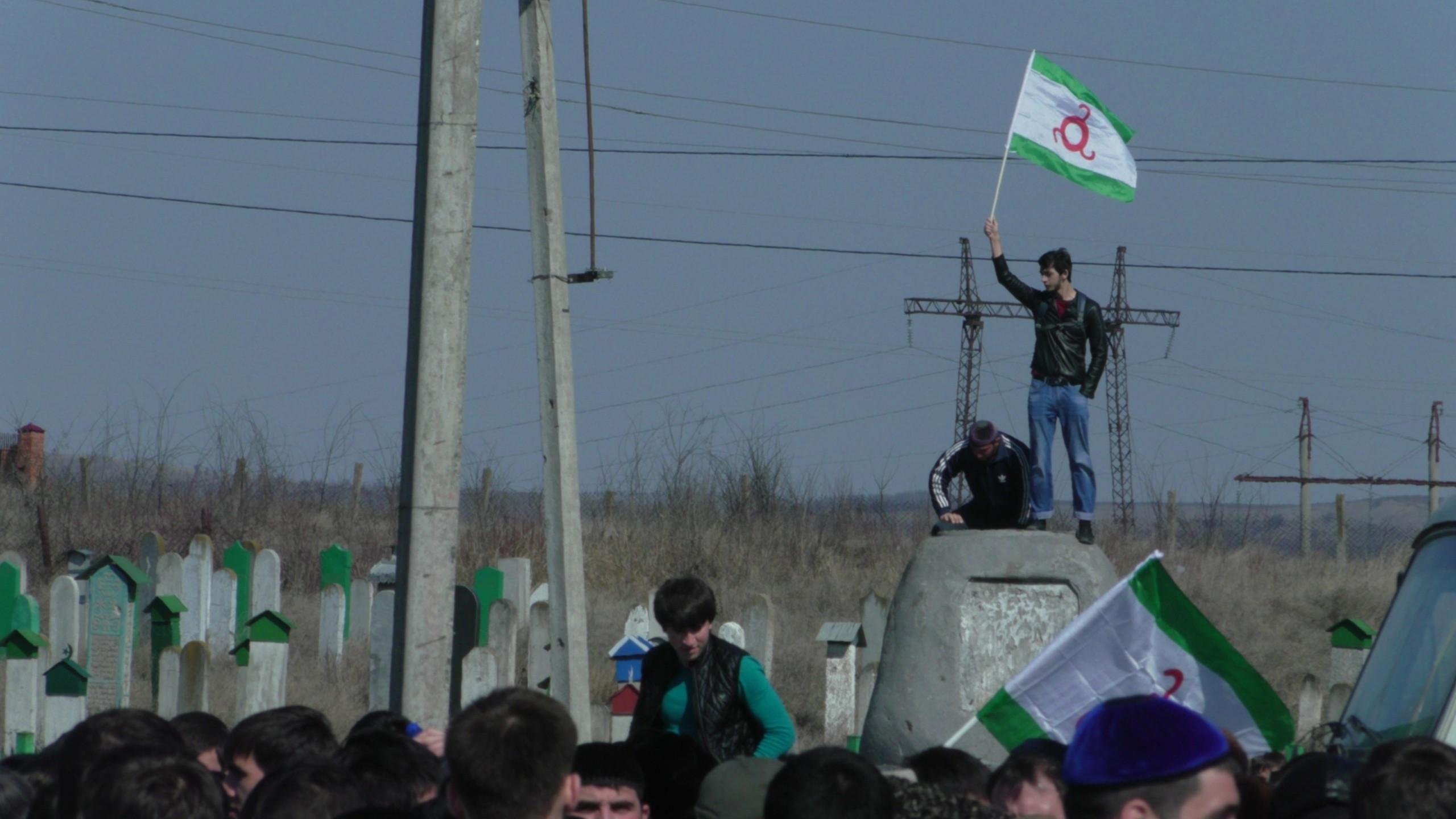 A protest in Nazran, Ingushetia, against the land deal with Chechnya. Photo: Malik Butayev/OC Media.