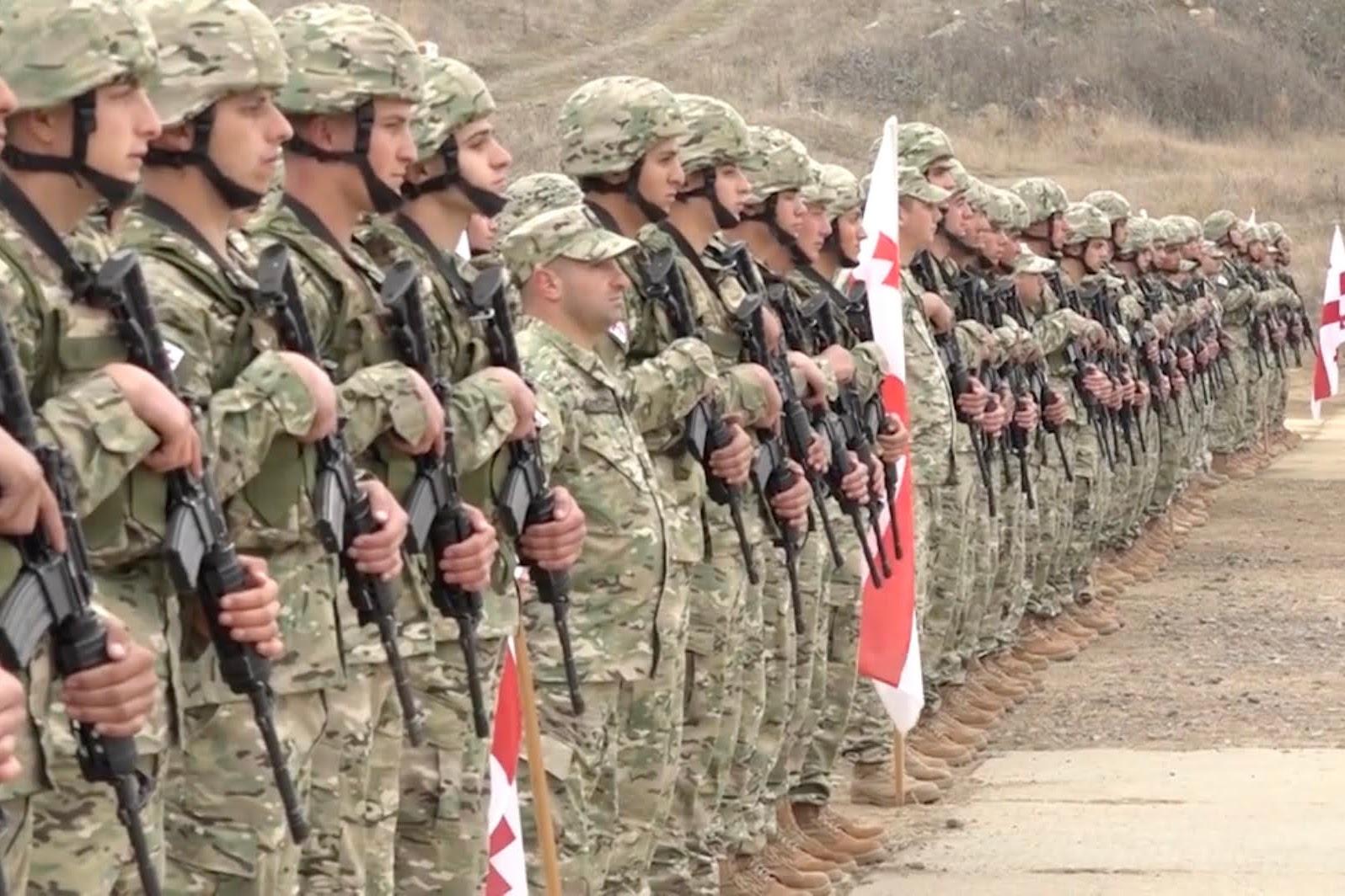 Georgian conscripts taking an oath. Image: Screengrab from the video of Georgian Ministry of Defence